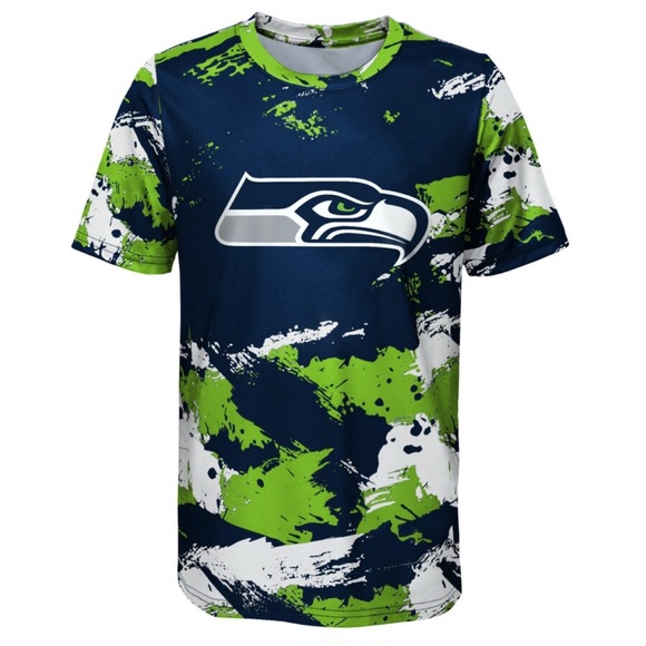 NFL Other - NWT [NFL] Seattle Seahawks NFL Splattered Paint  Performance Shirt Youth L 14/16